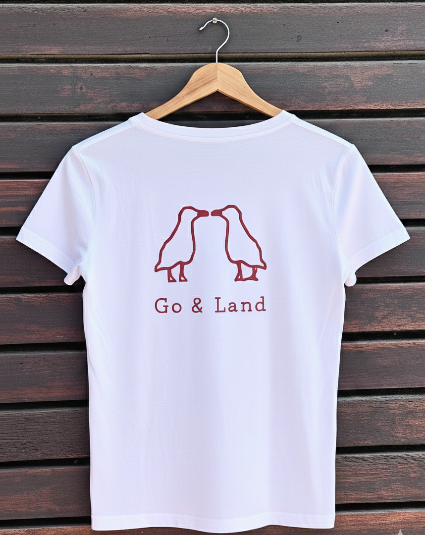 T-shirt manches courte col V - Blanc/bleu